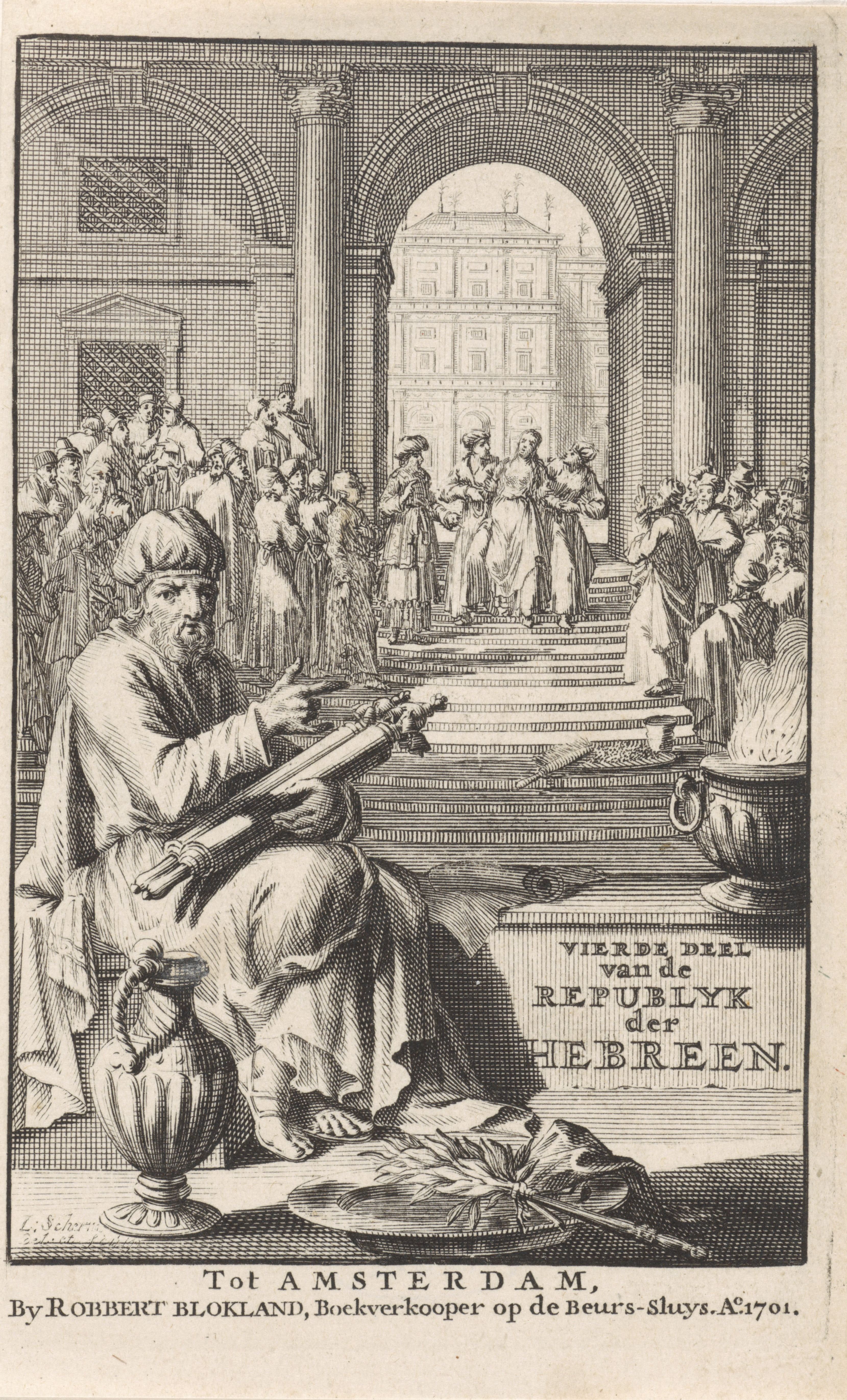 Laurens Scherm, Jews in the Temple, 1701. Engraving. © Rijksmuseum Amsterdam