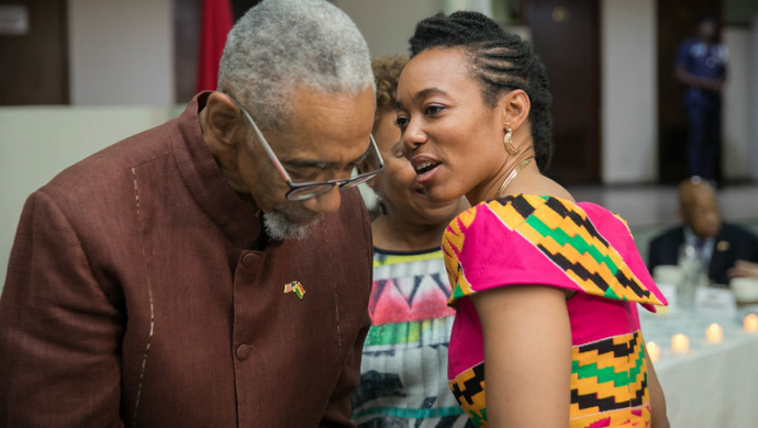 image of Zanetor Agyeman-Rawlings talking to American politician Bobby Rush