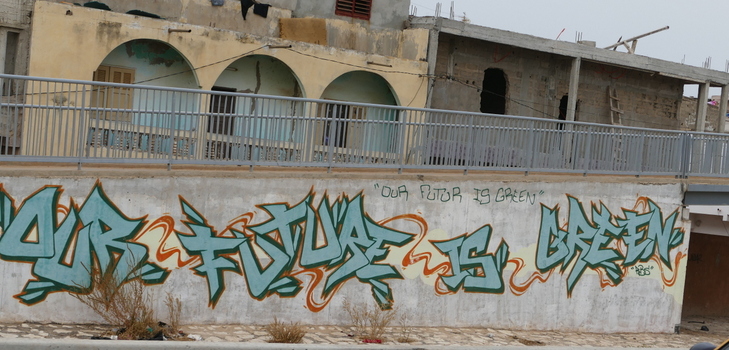 Graffiti in Dakar, Senegal, expresses hope for the green future. Photo: Stig Jensen