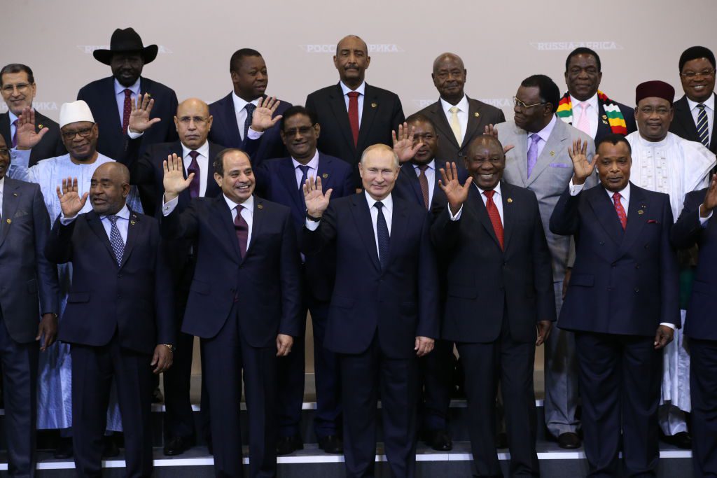 African Heads of State with Russian President Vladimir Putin at the 2019 Russia-Africa Summit in Sochi