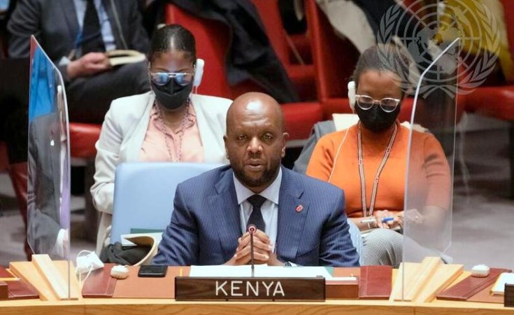 UN Photo/Mark Garten Martin Kimani, Permanent Representative of Kenya to the United Nations, addresses the emergency Security Council meeting on the current situation in Ukraine.