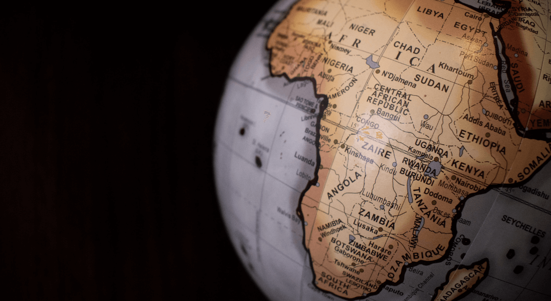 Globe focusing on Africa