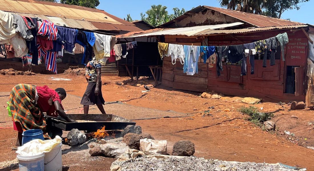 Photo of scene in Karamojong settlement, Jinja