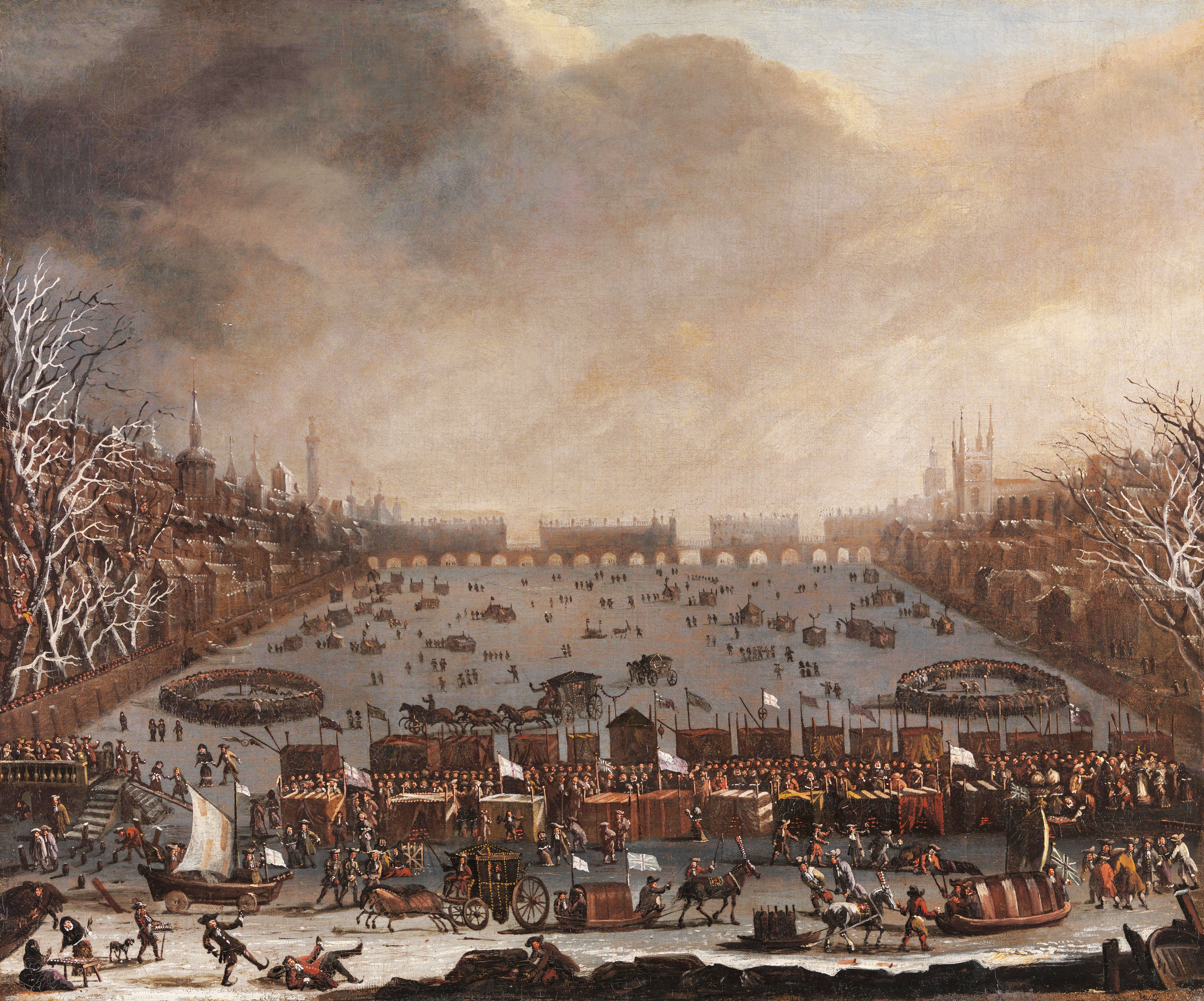 “Frost Fair on the Thames, with Old London Bridge in the distance” , date: 1684 ©Yale Center for British Art, Paul Mellon Collection