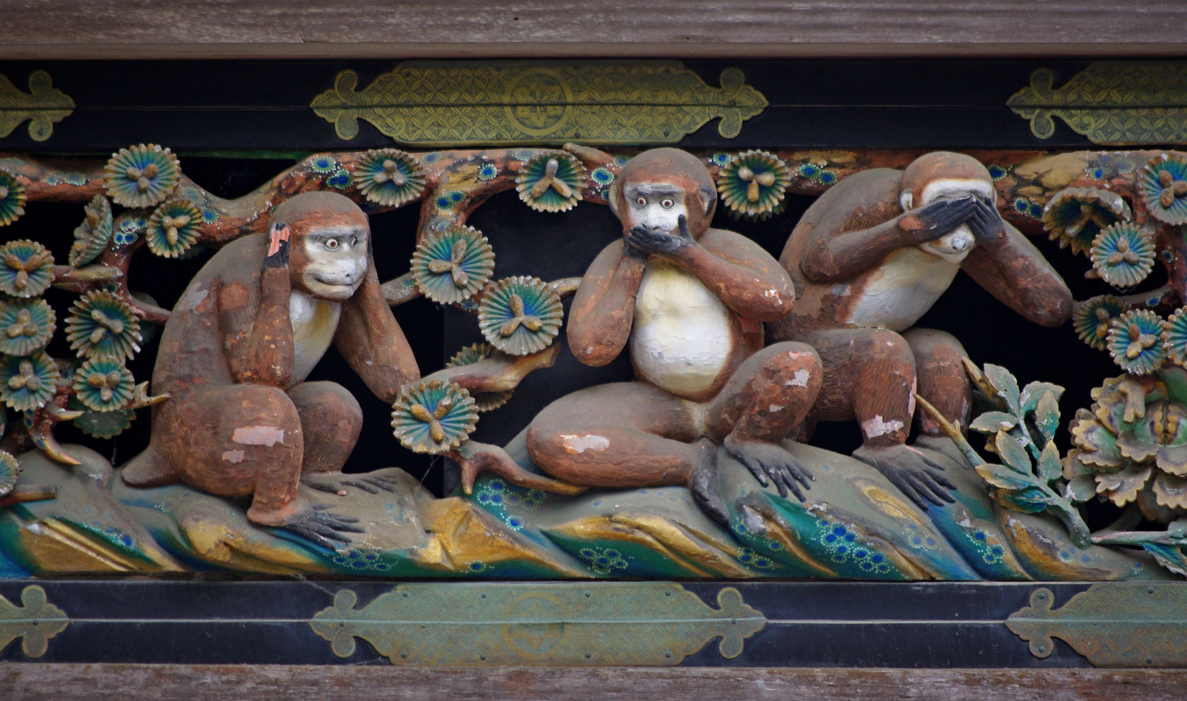 The Three Wise Monkeys at the Tōshō-gū shrine in Nikkō, Japan CC BY-SA 4.0, https://commons.wikimedia.org/w/index.php?curid=11329433